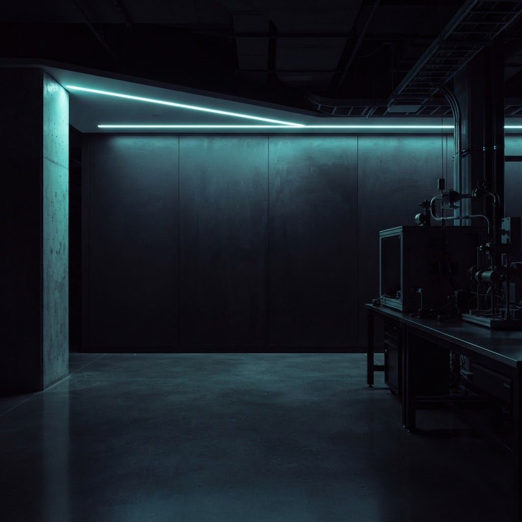 Modern engineering lab architecture with glowing light strip