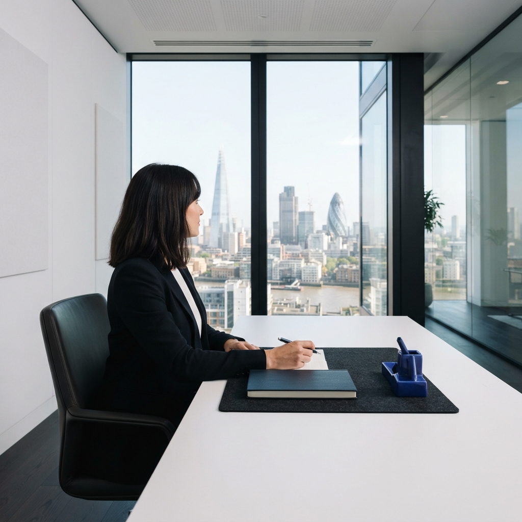 A business leader thinking in a modern clean office