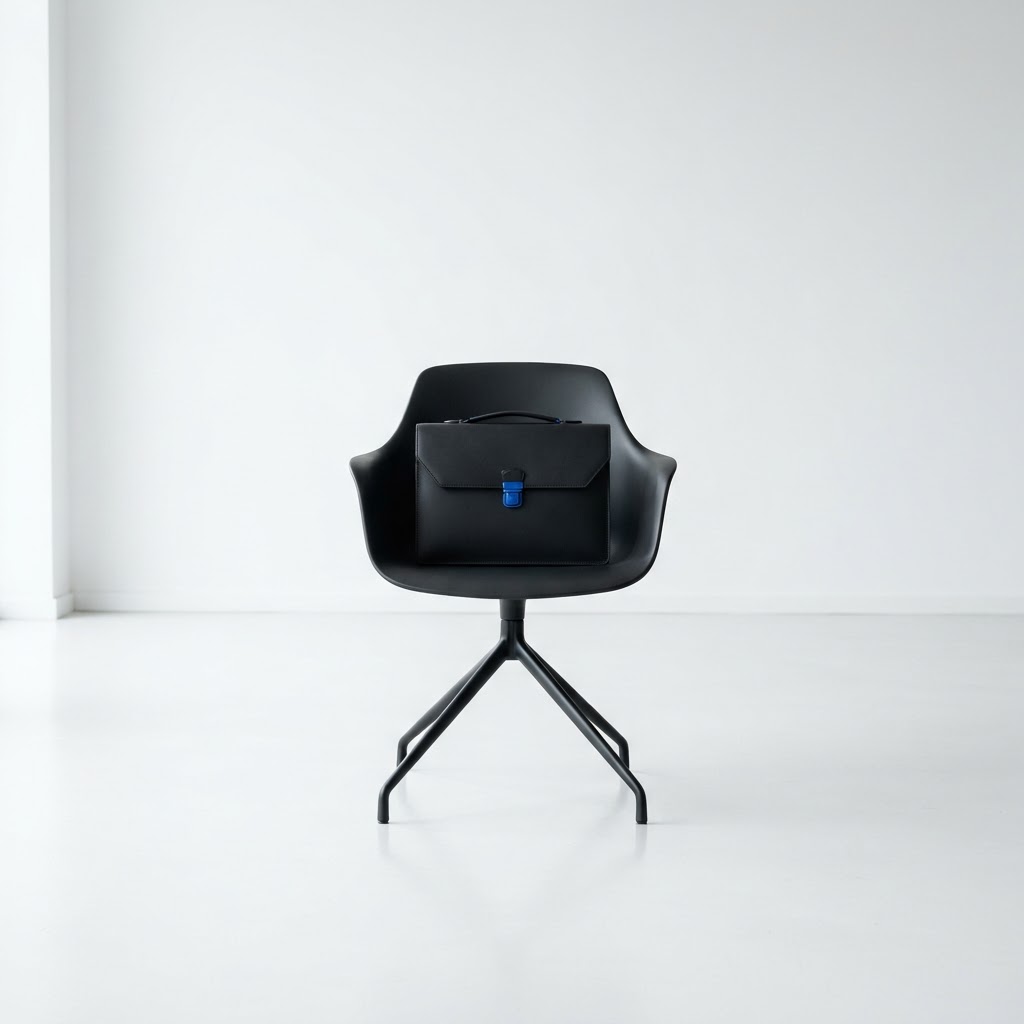 A portfolio case on a chair representing the completed AEO strategy