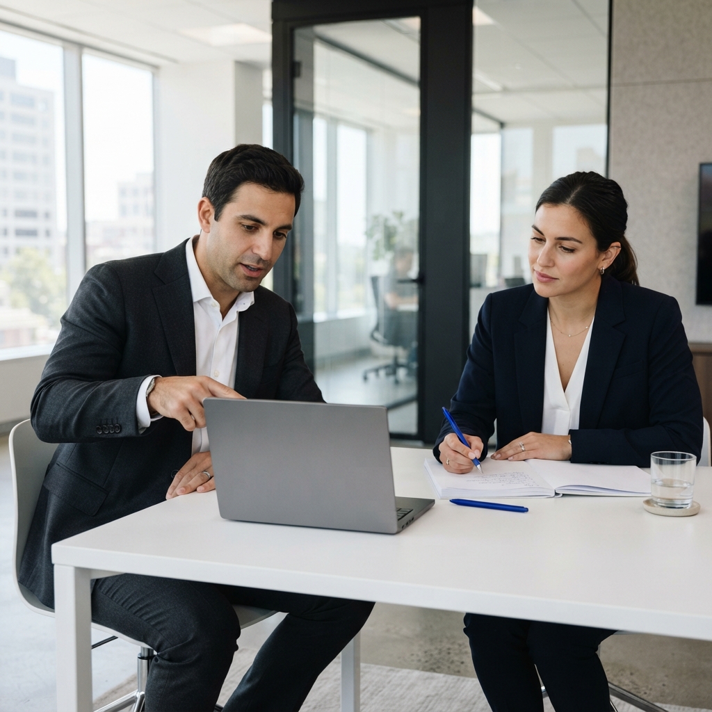 B2B professionals in a strategic marketing meeting