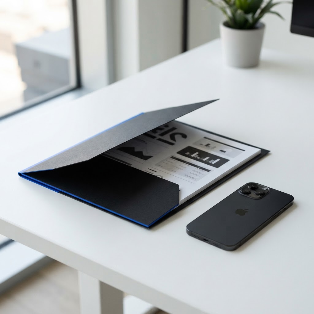 Organized business folders on a clean desk