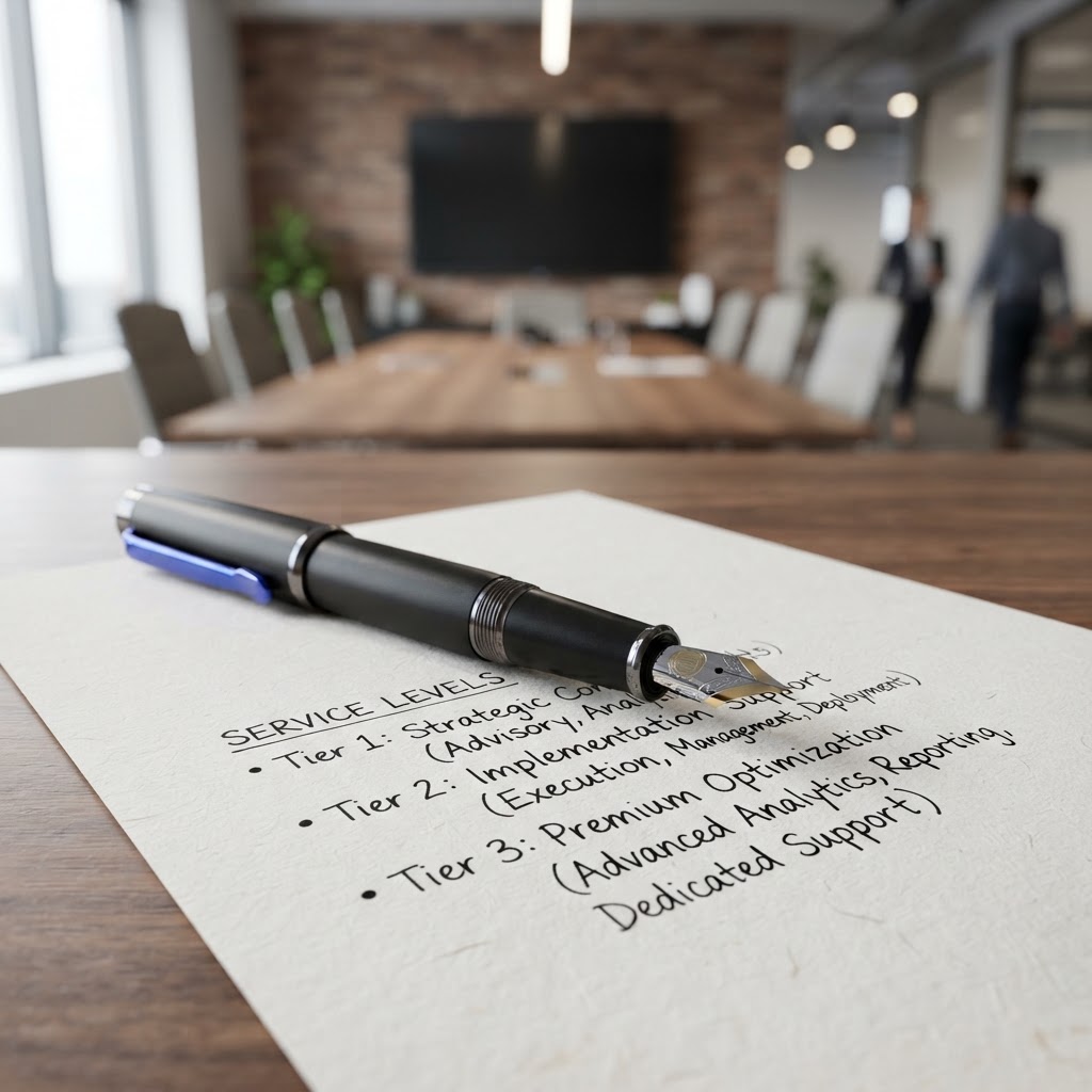 Professional notes on service pricing tiers
