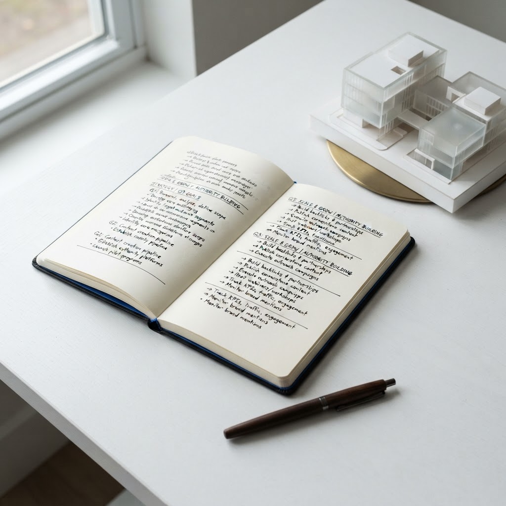 Detailed strategic planning notes in a professional setting