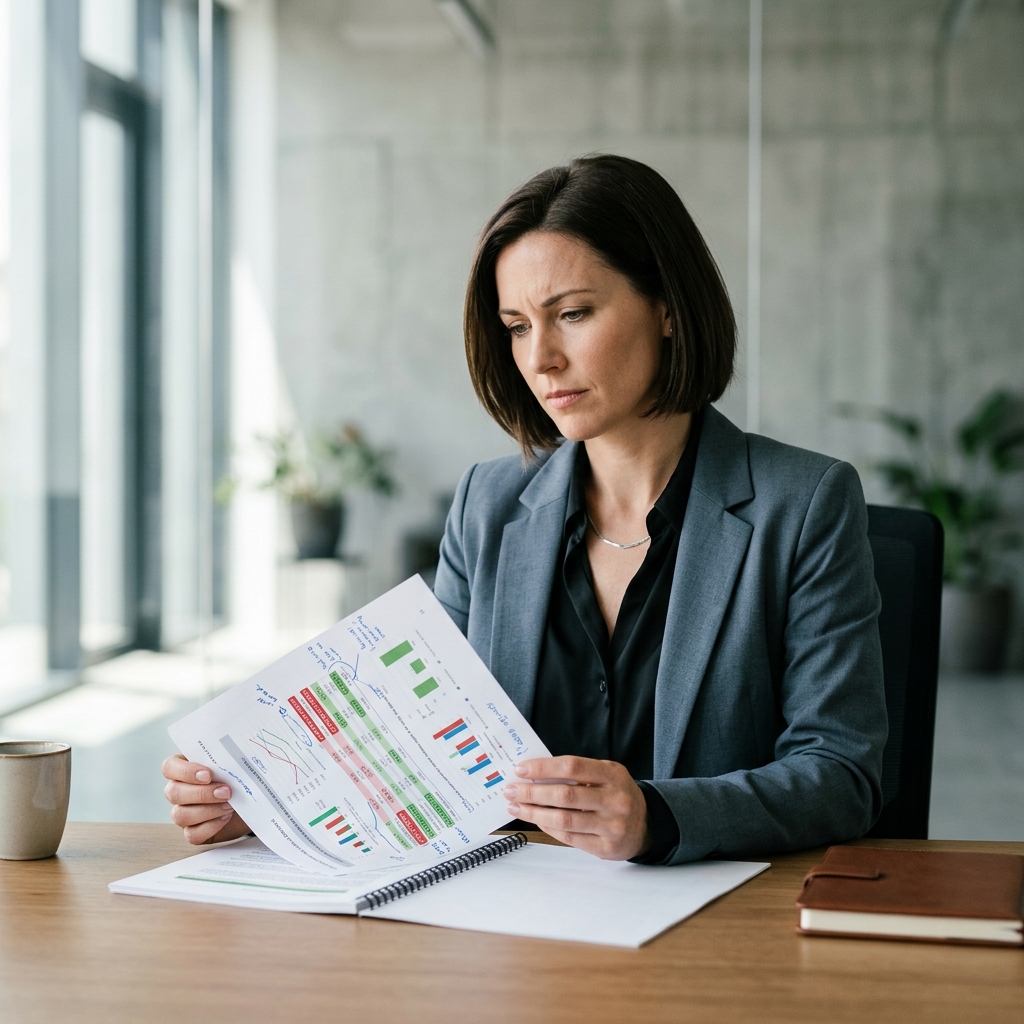 Marketing leader reviewing AI citation audit report