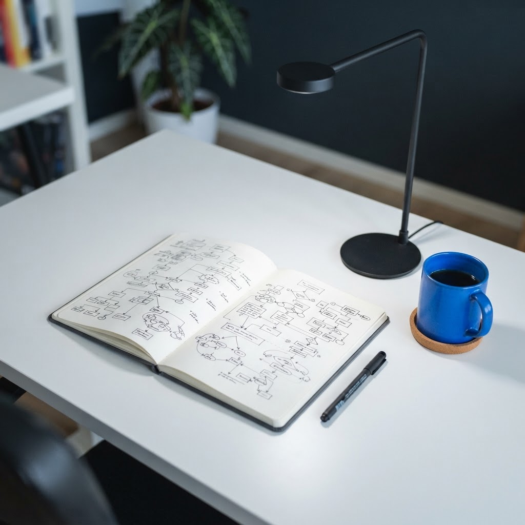 Detailed planning and strategy preparation on white desk