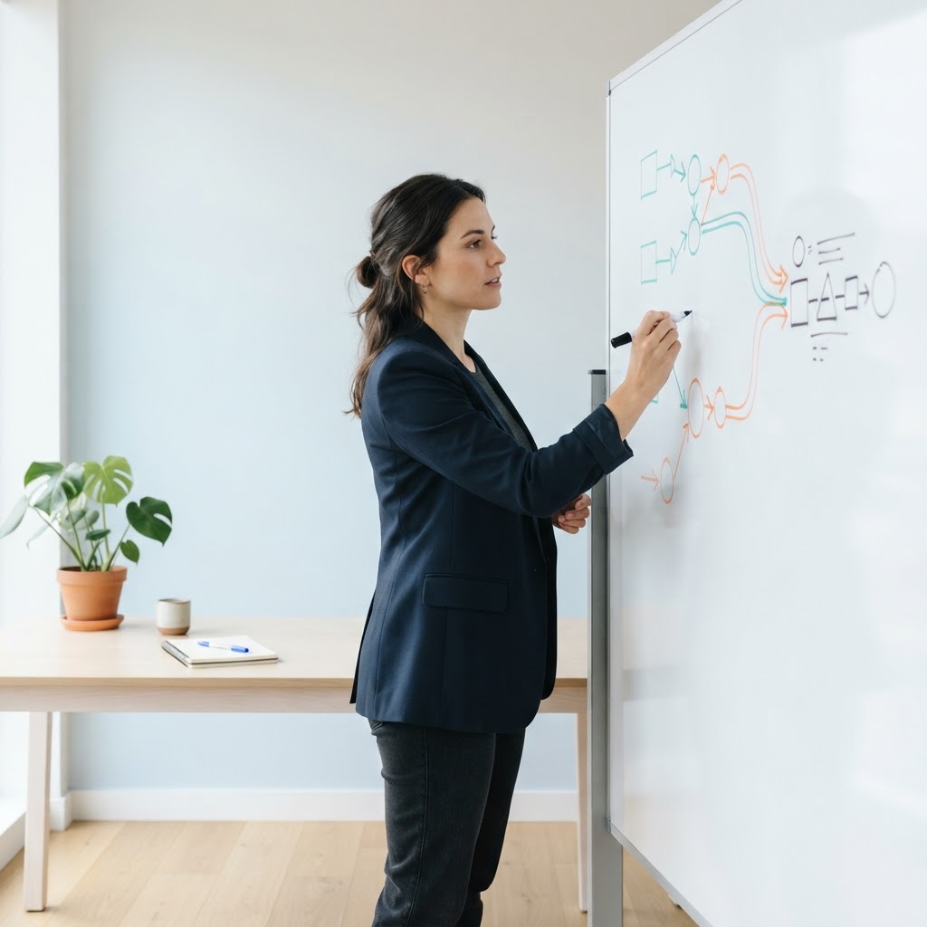 Strategist mapping out the integration of two marketing channels