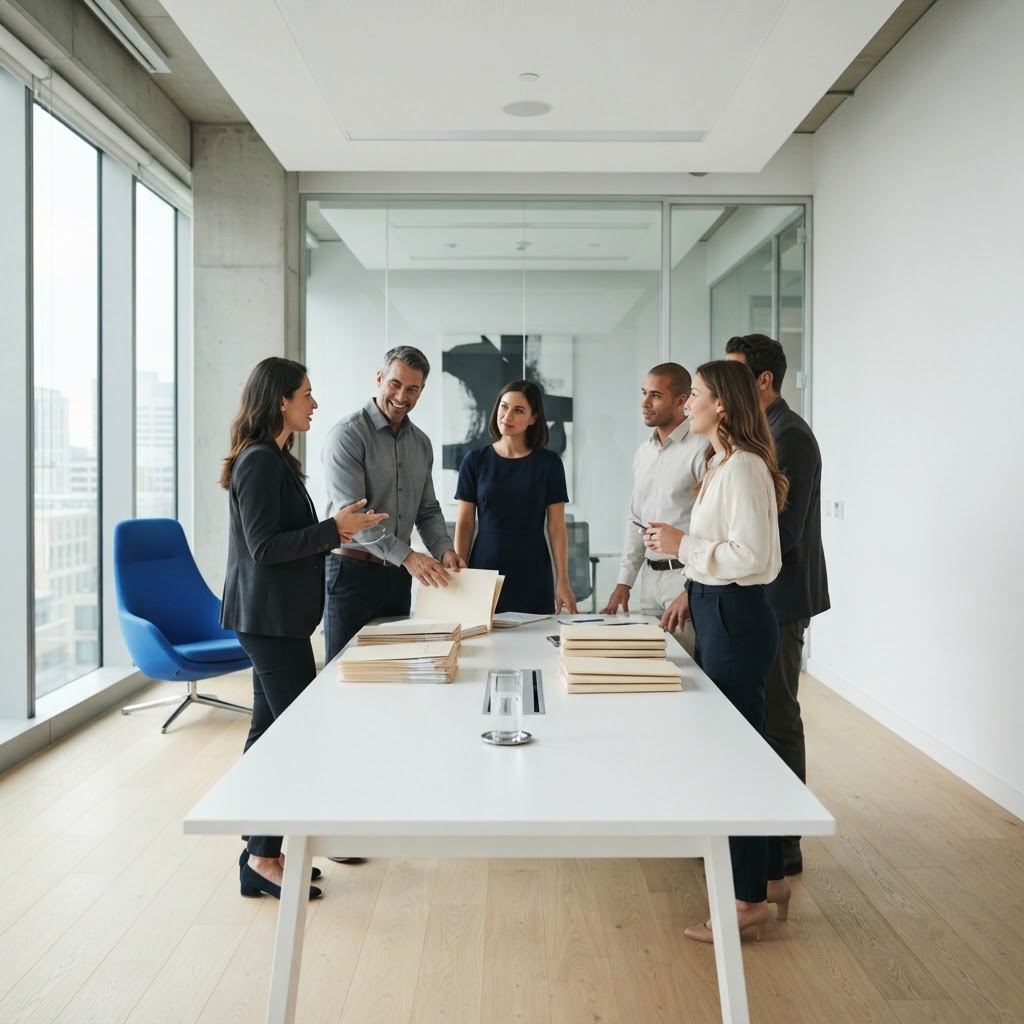 Strategic planning session in a modern office