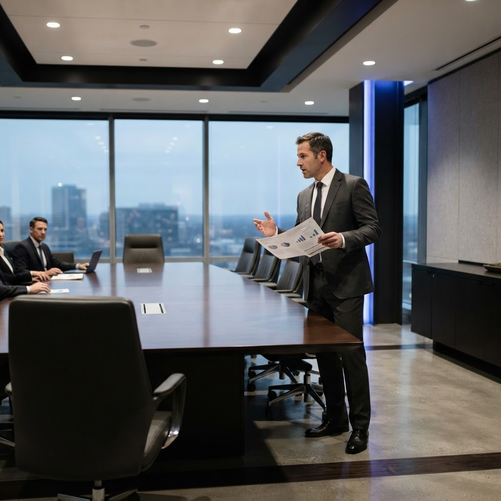 Professional executive meeting in a modern office setting