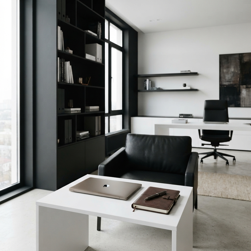 A serene and empty modern professional office workspace