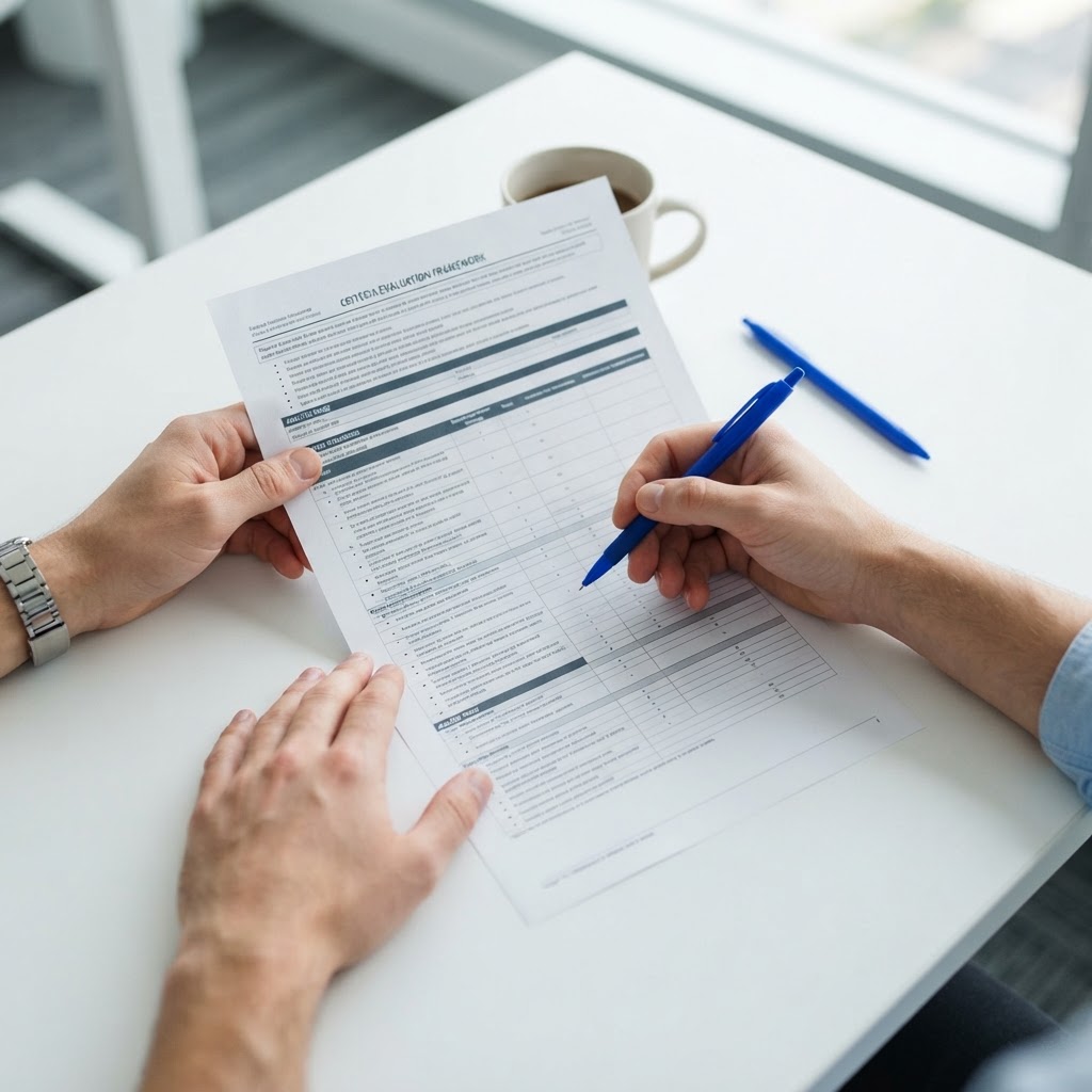 Professional hands reviewing business strategy documents