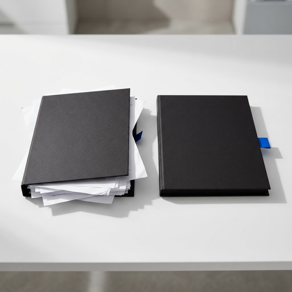 A comparison between an overflowing internal file and a professional managed agency portfolio