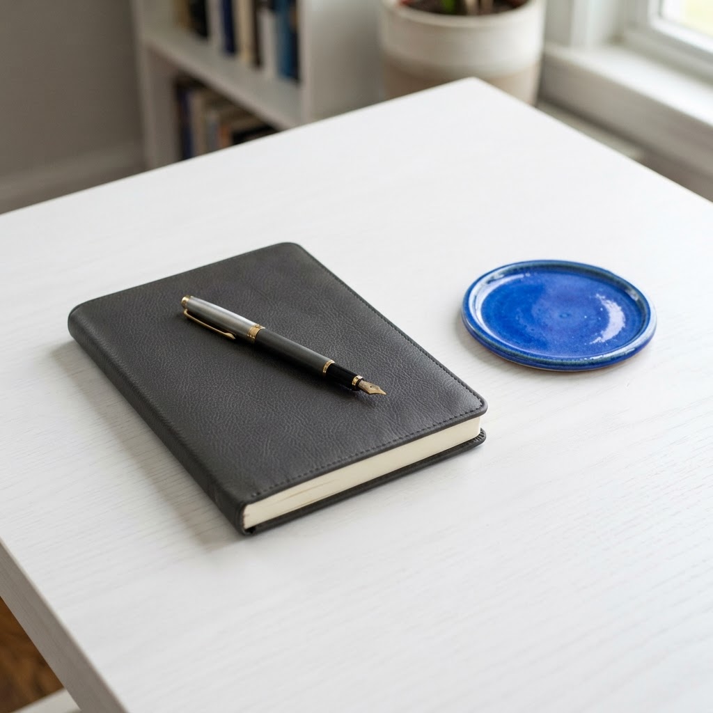 Minimalist desk space for executive planning