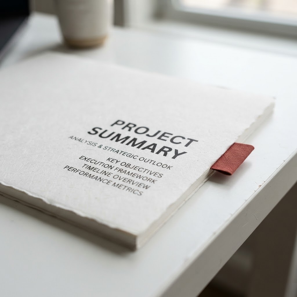 Tactile close up of a professional project report