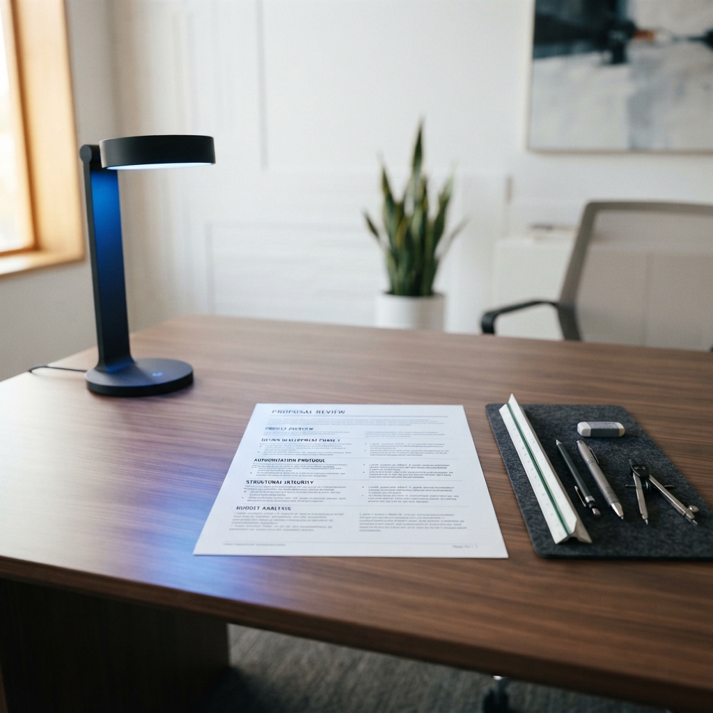 Printed business strategy document on a clean table