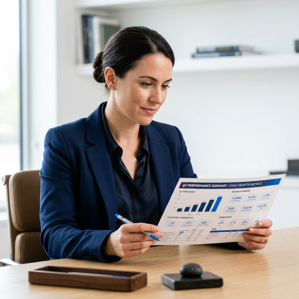 Leader reviewing automation strategy report
