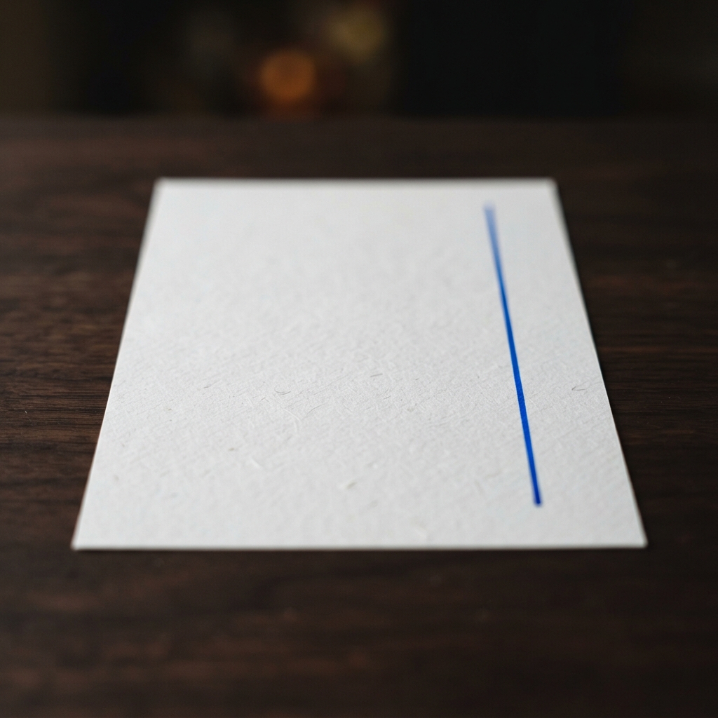 Macro detail of a clean white document with a blue line