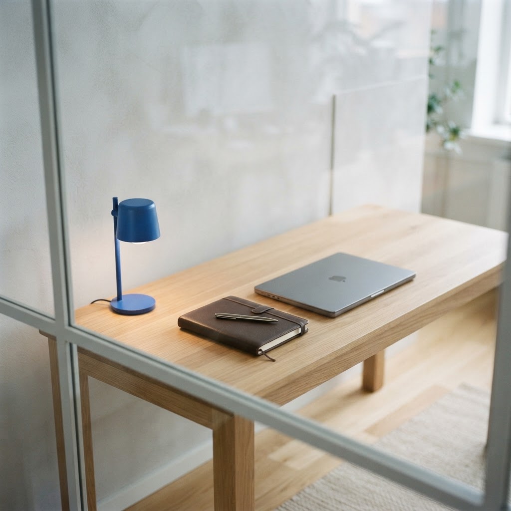 Minimalist B2B office space prepared for strategic work
