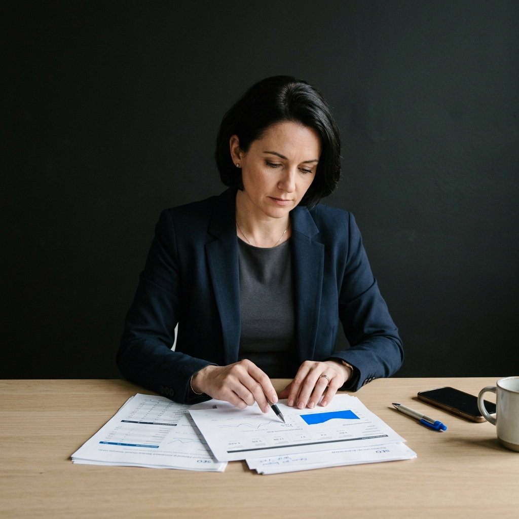 SaaS founder reviewing SEO strategy documents