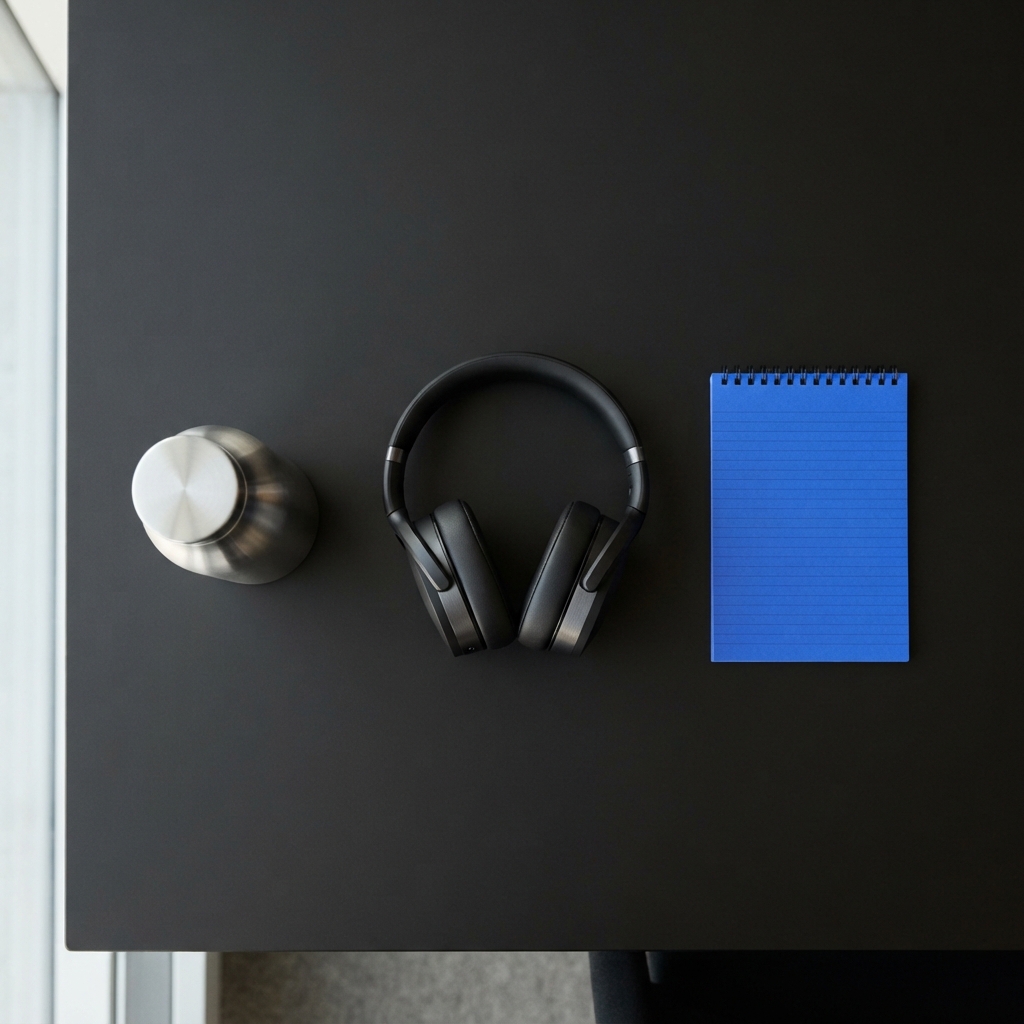 Minimalist workspace with clean office accessories