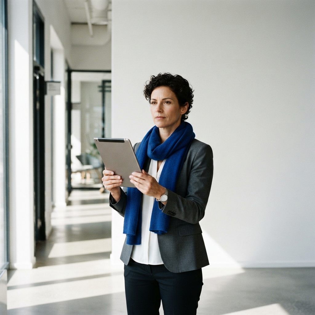 Professional marketing leader preparing for strategy session