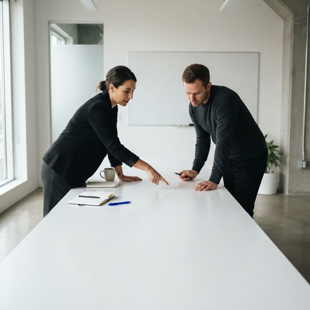 Professional team in a clean, modern collaborative strategy session