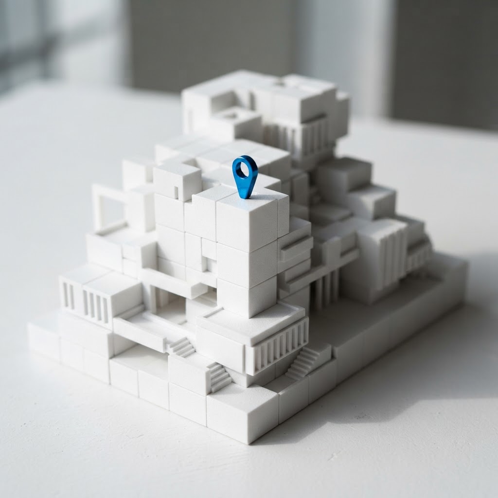Modern architectural block representation of growth and visibility
