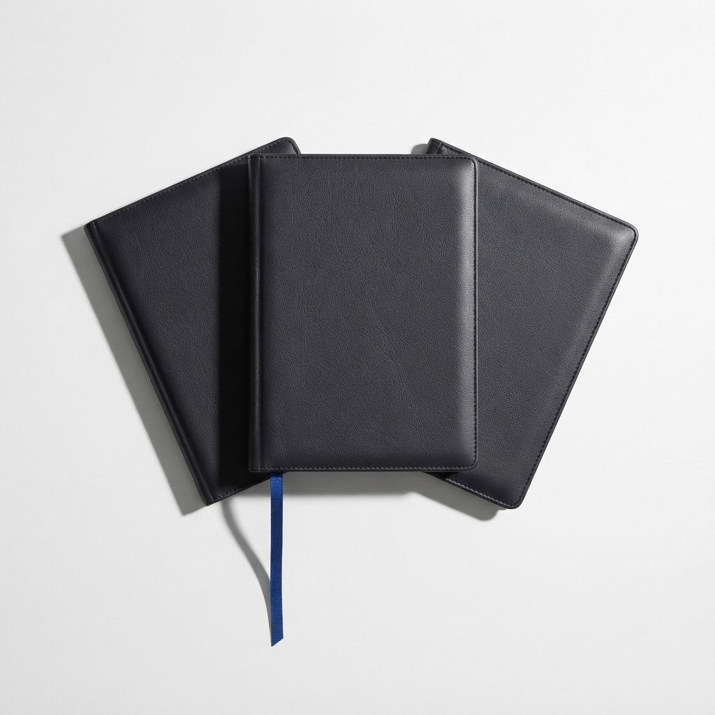Three organized near-black folders with an electric-blue accent