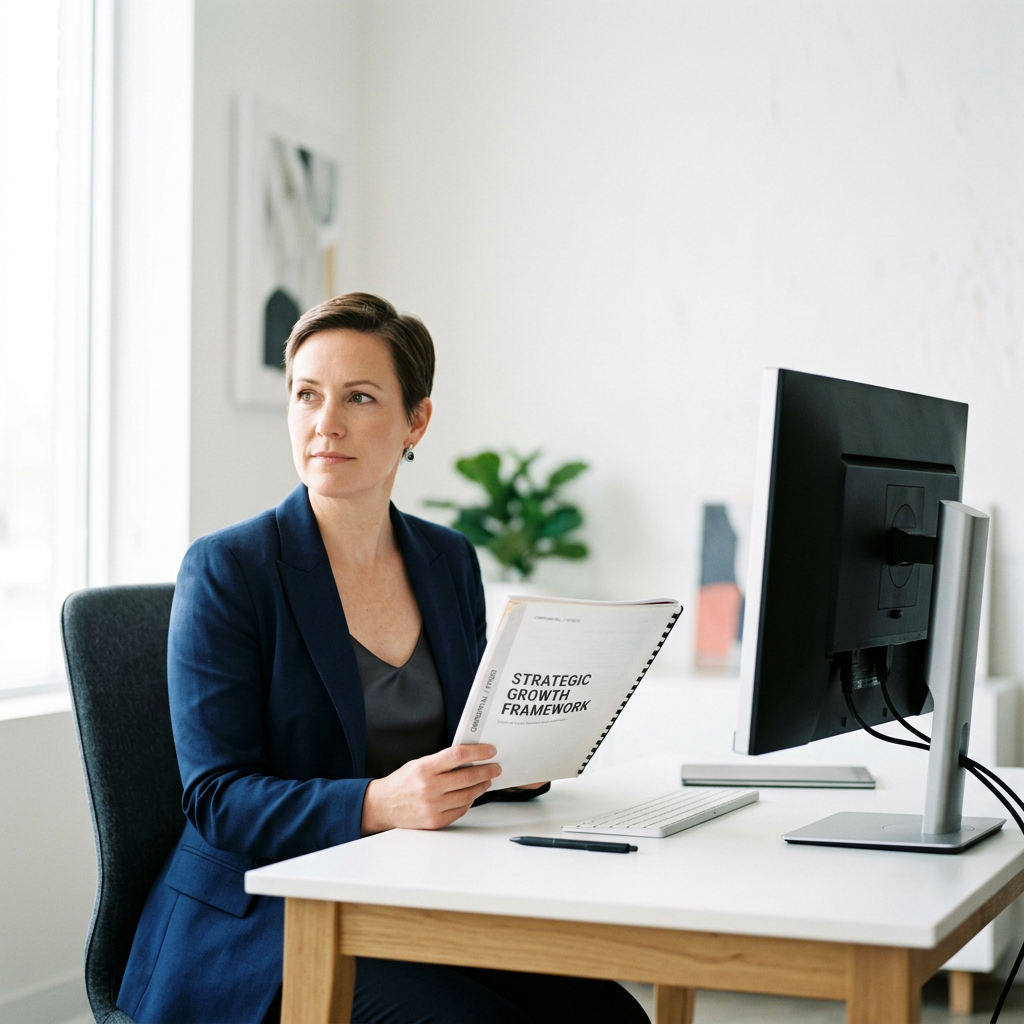SaaS leader reviewing authority strategy report