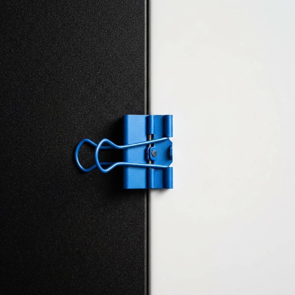 Close up of high contrast panels with blue accent