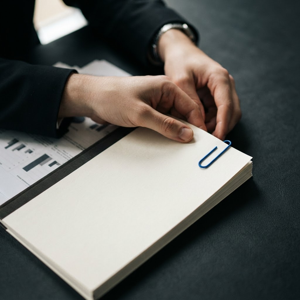 Close up of hands organizing a professional document