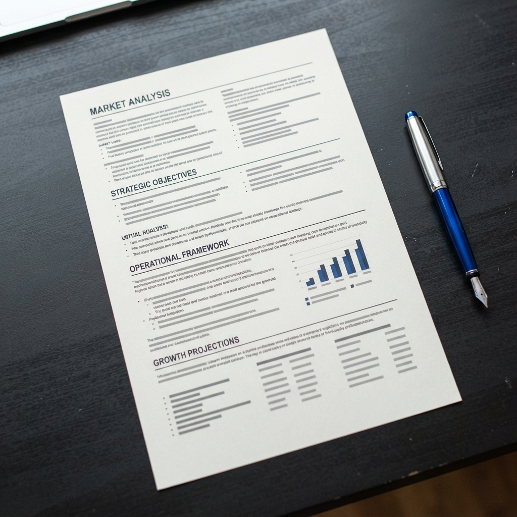 Strategic planning document and pen on a desk
