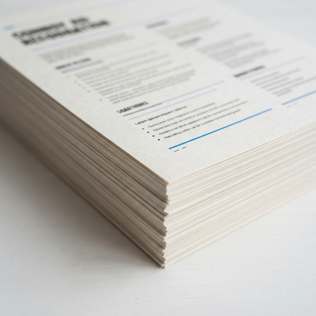 Stacked professional reports with minimalist design elements