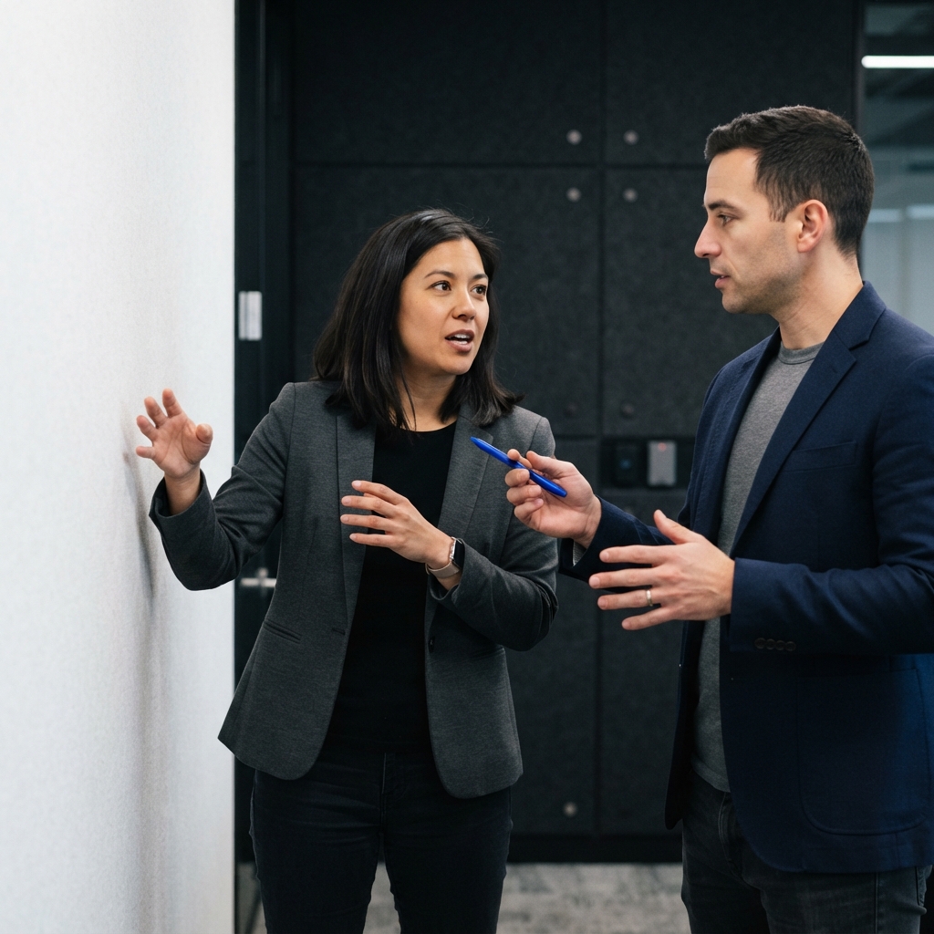 Two colleagues collaborating on business strategy