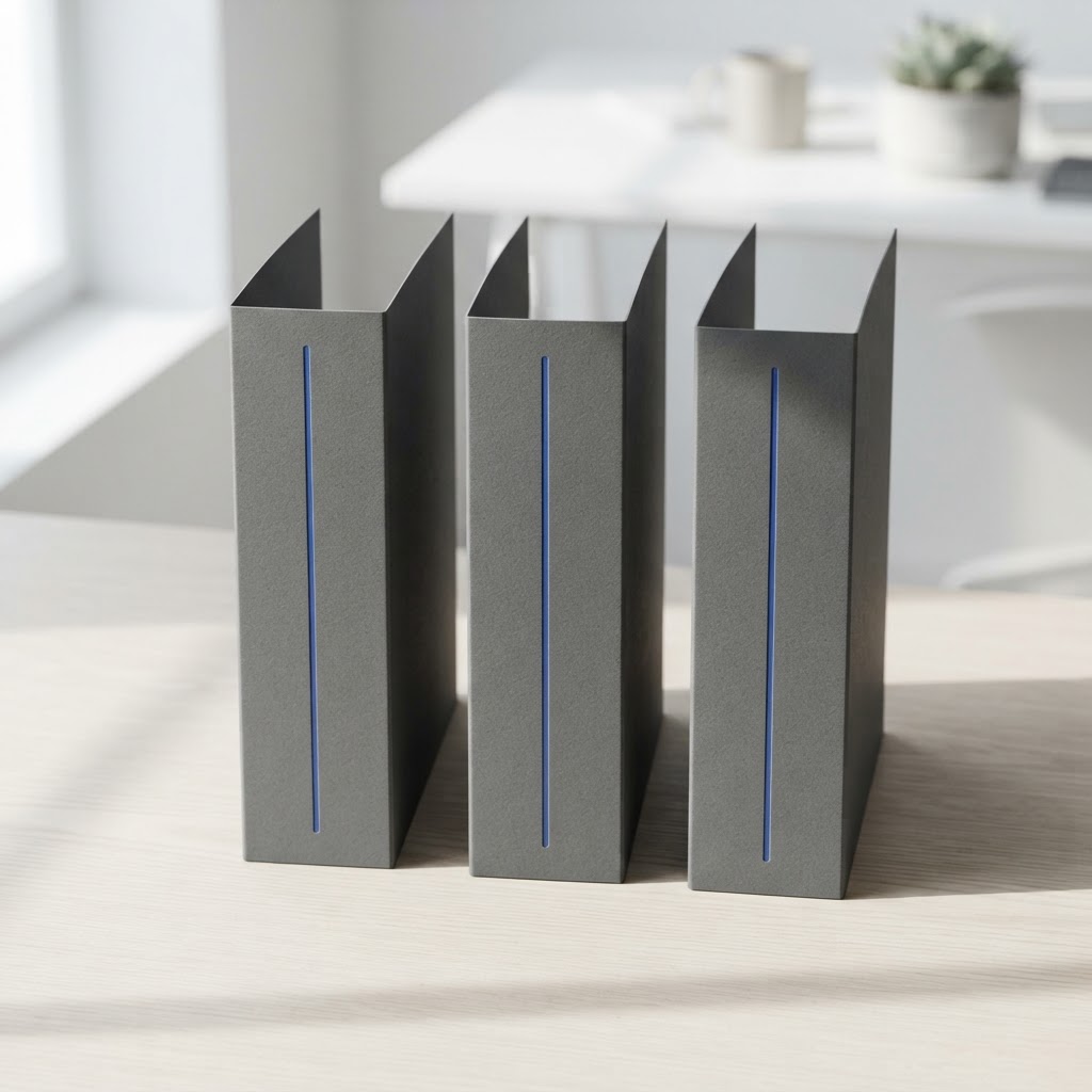 Three organized folders on a desk representing distinct technical entities