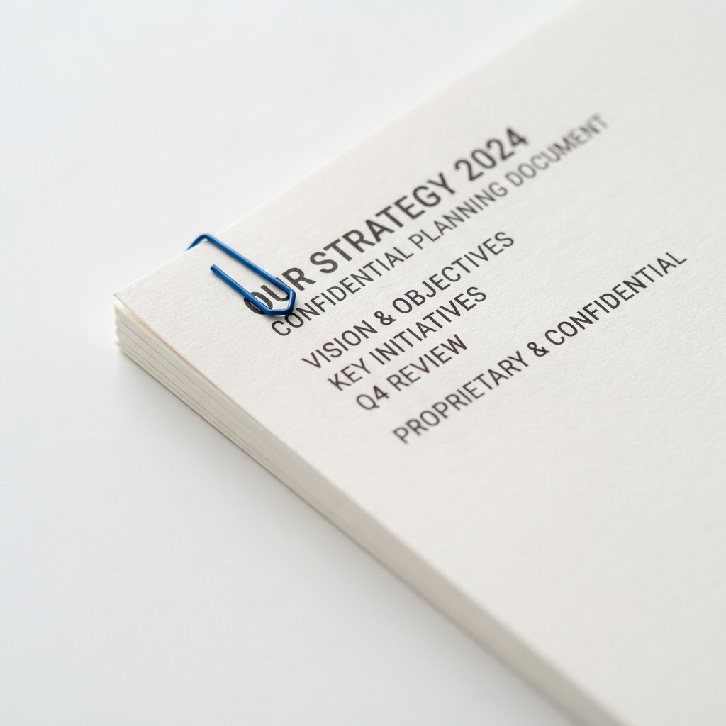 Macro detail of a high quality corporate strategy document