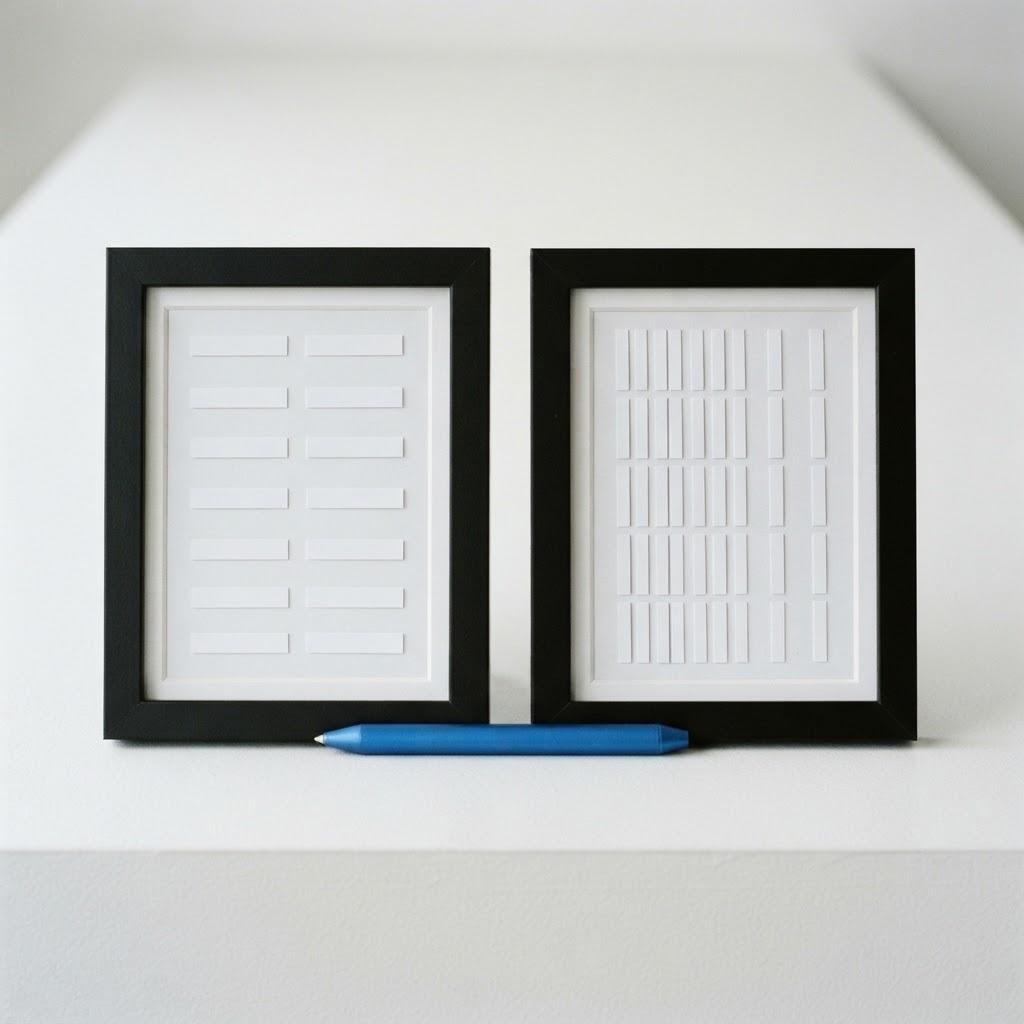 Two organized paper displays showing link building volume tiers