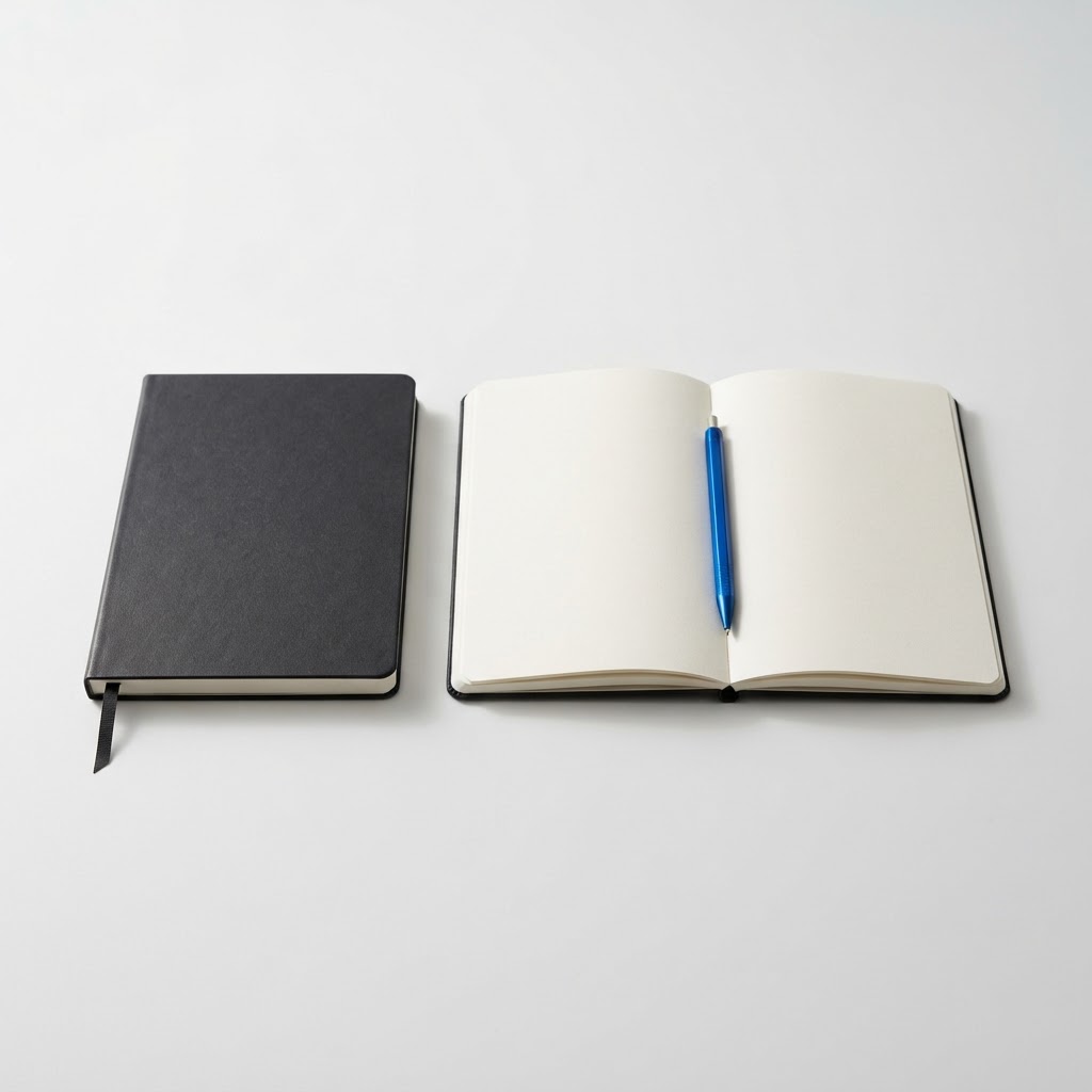 Two architectural journals on a white table with an electric blue pen