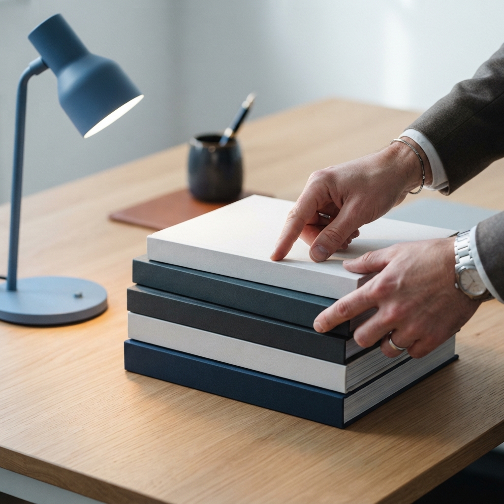 Curated professional publications on a desk