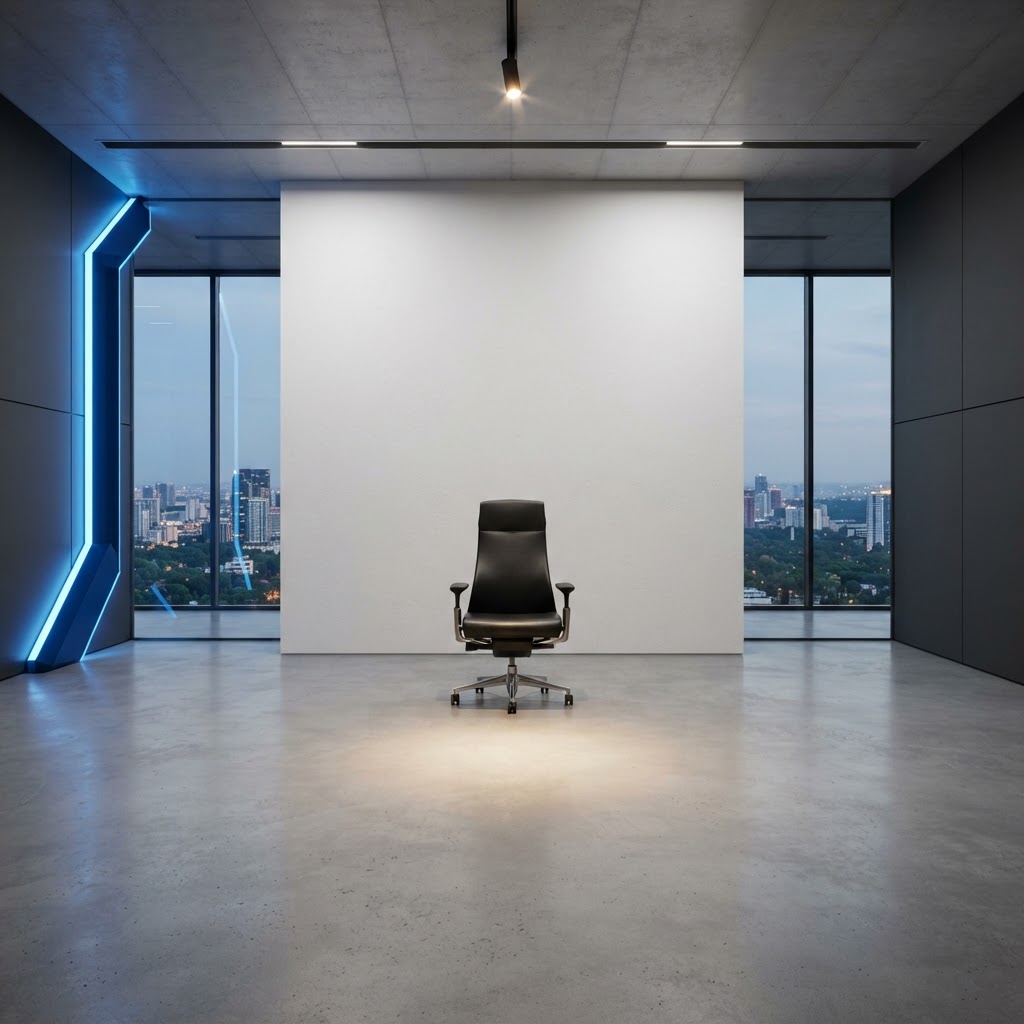 Minimalist modern office space with strategic focus