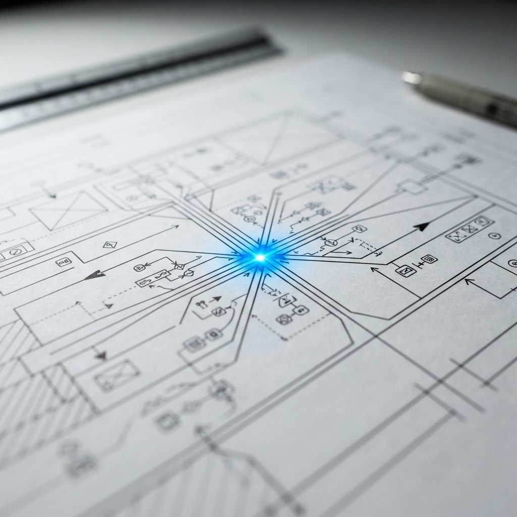 Close up of technical website structural planning