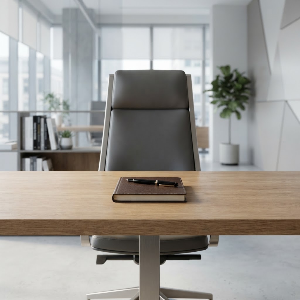 Minimalist and clean professional workspace prepared for strategic planning