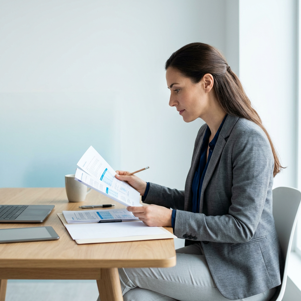 Marketing leader reviewing AEO performance report