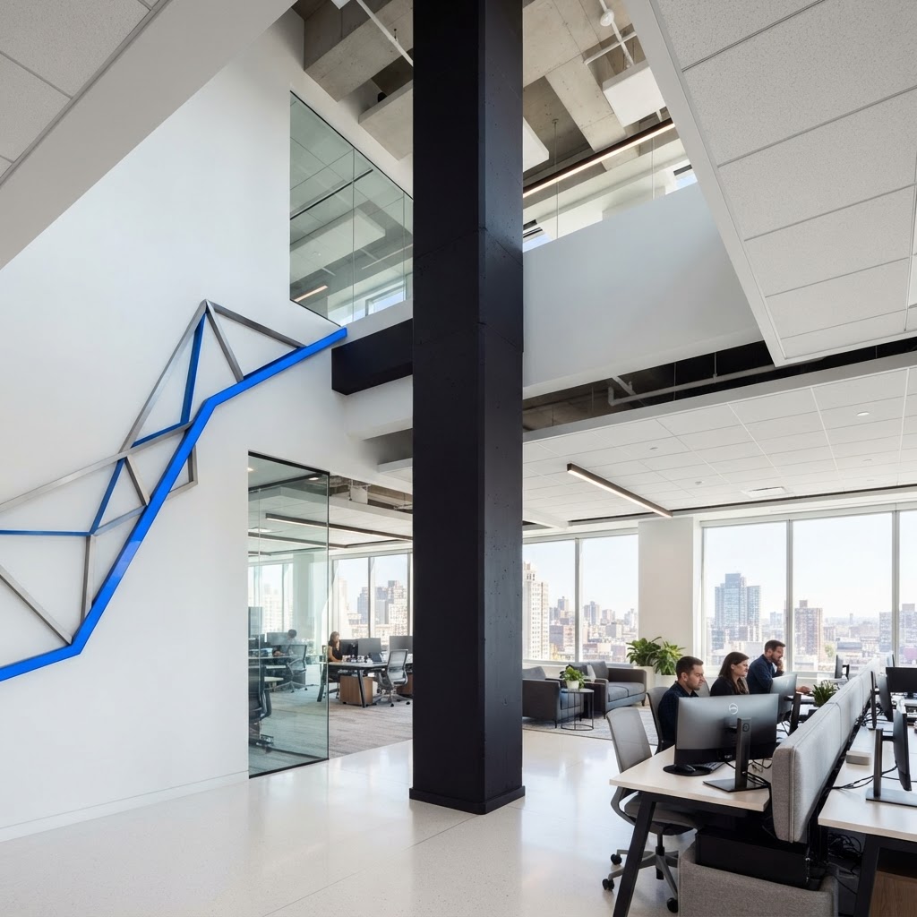 Modern office architecture with high-contrast design