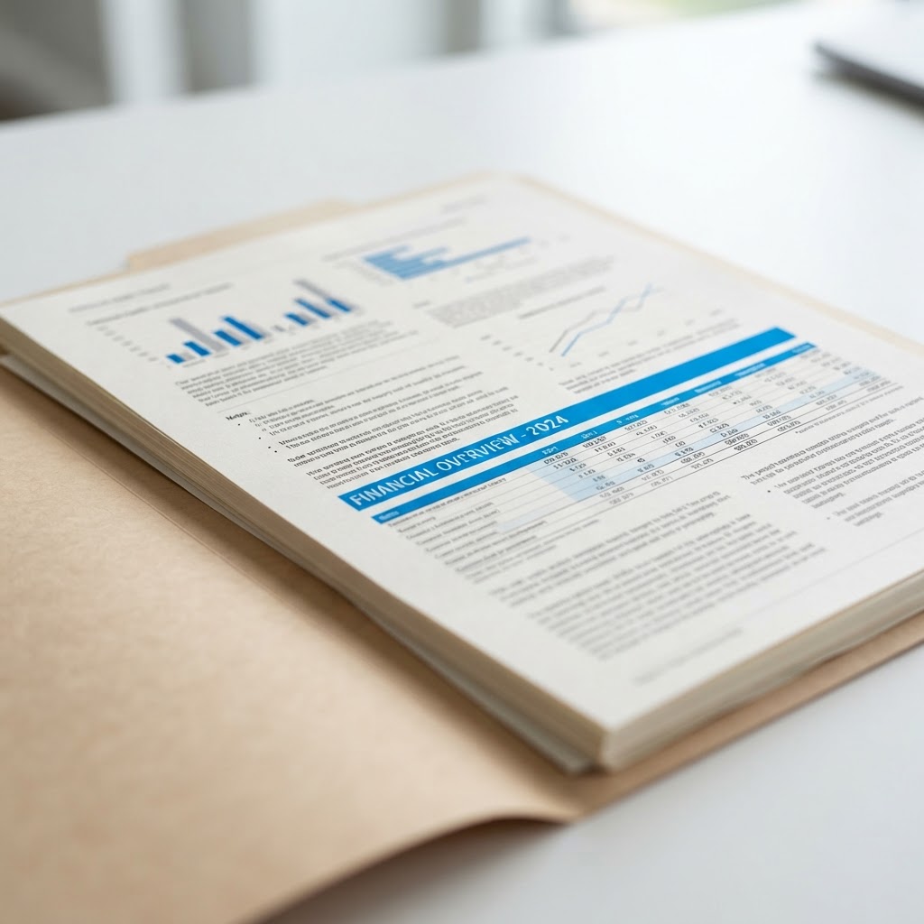 Professional audit document folder on white surface
