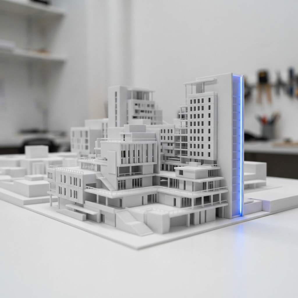 A close up of a precision architectural model