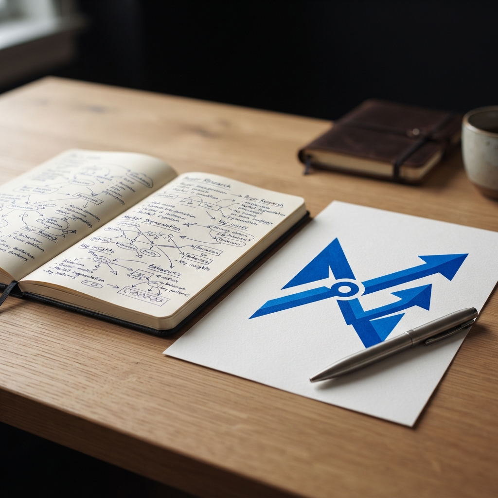 Minimalist strategy notes on a professional desk