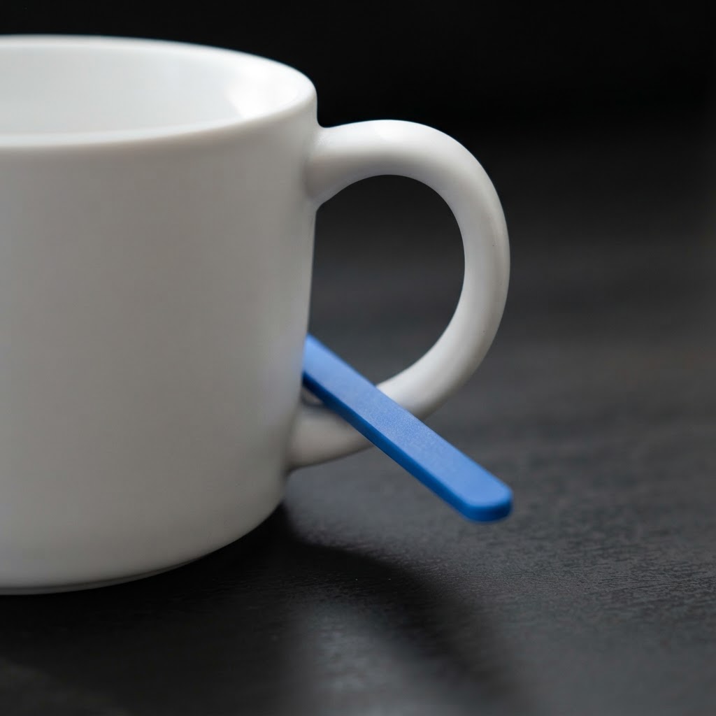 Minimalist professional ceramic mug on a dark surface