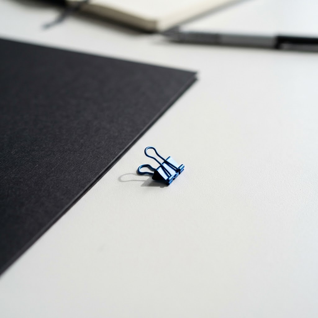 Minimalist desk detail emphasizing precision and organization