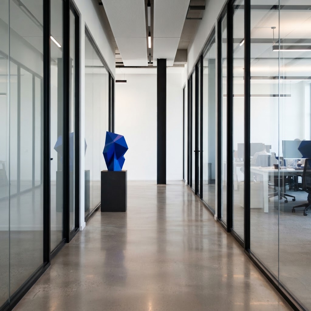 Minimalist modern office interior with clean lines