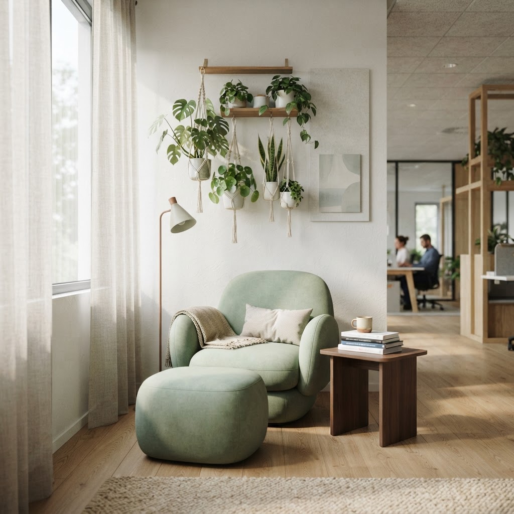 Quiet relaxation corner in a modern office